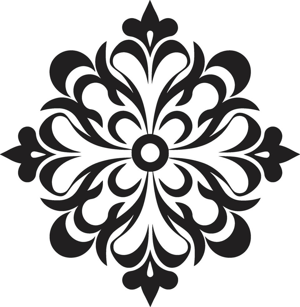 agraciado detallado decorativo artístico florecer negro ornamento vector