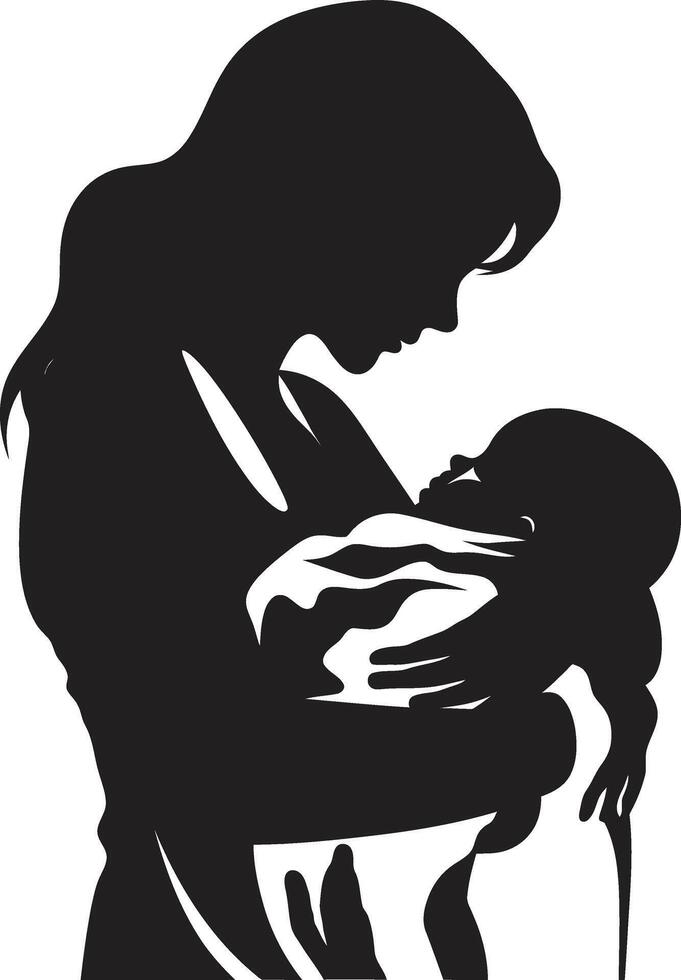 serenidad de maternidad con madre y niño infinito amor lazo de madre participación bebé vector