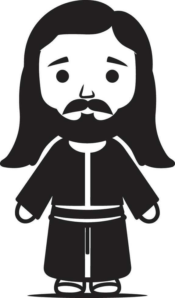Sacred Grace Cute Black Jesus Messiahs Embrace Black vector