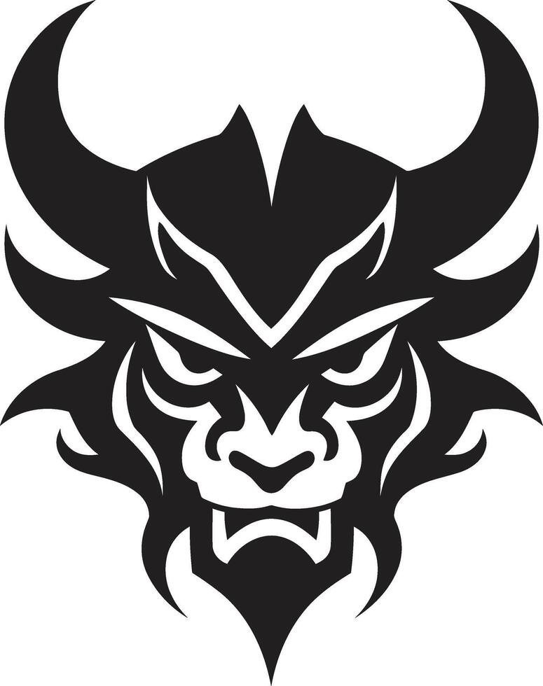 Mysterious Oni Mask Stylish Black Oni Head Art Contemporary Black vector