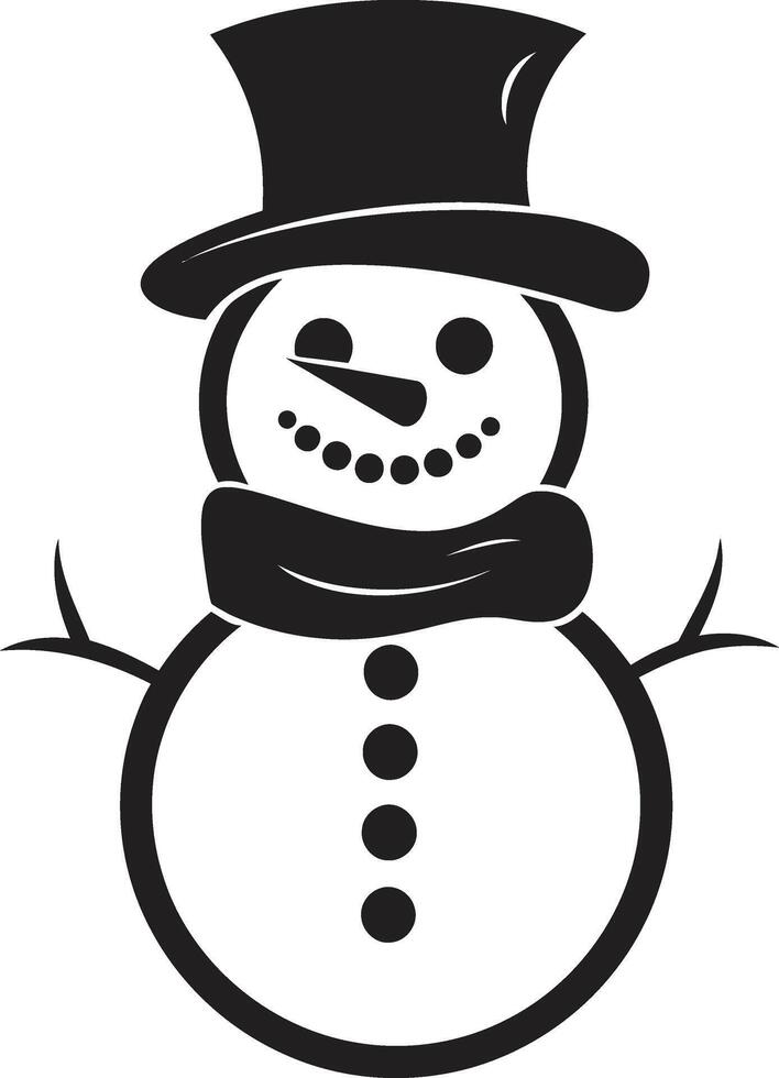 Charming Snowman Joy Cute Adorable Snowy Embrace Black vector