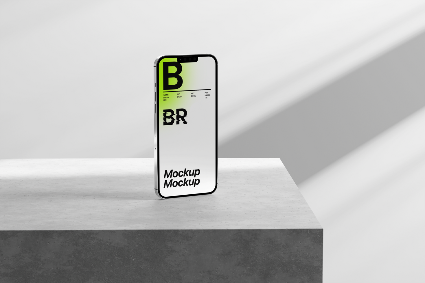 Phone mockup set on modern background and realistic scene psd