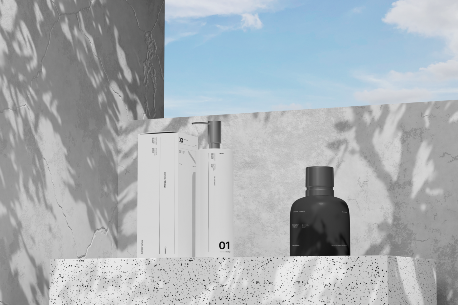 Cosmetic mockup with natural scene psd