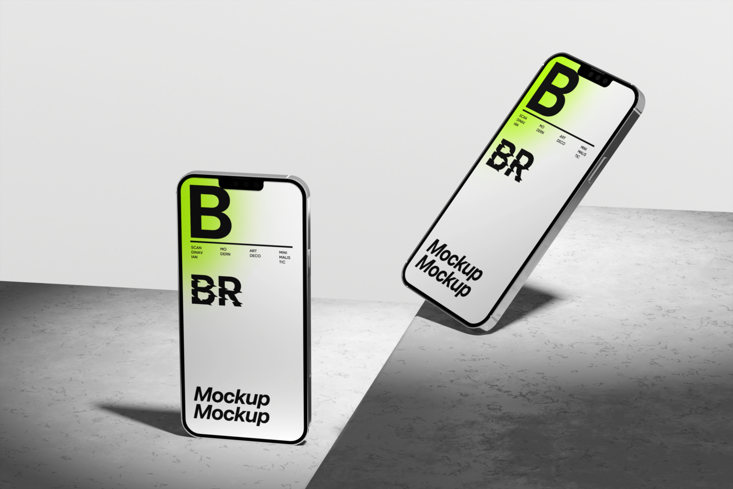 Phone mockup with realistic 3d scene on minimalist background psd
