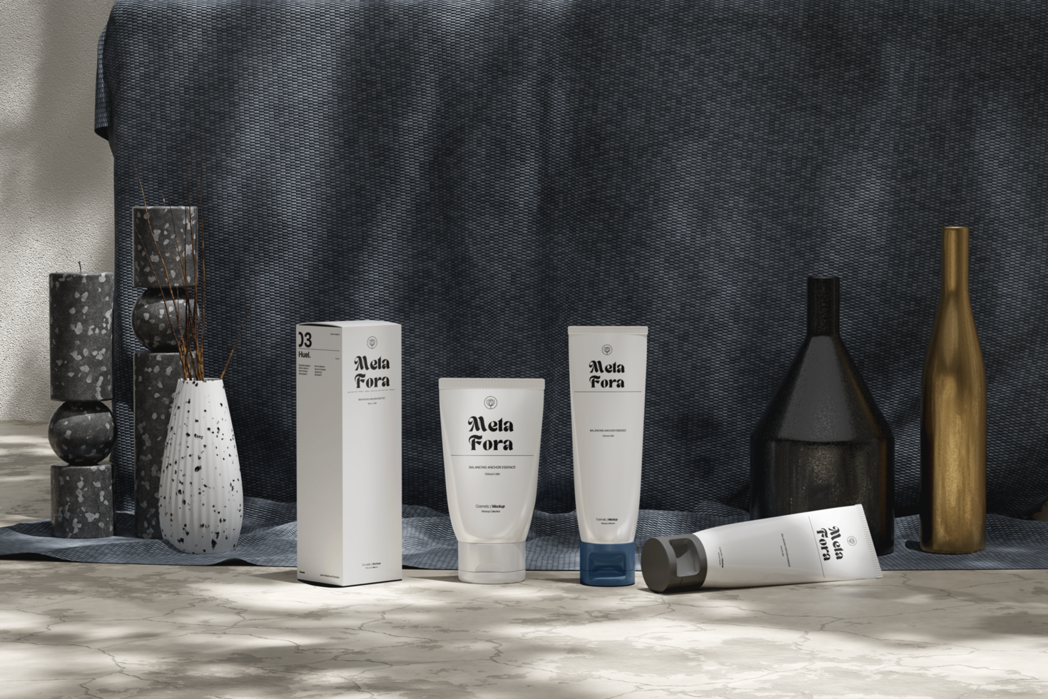 Tube mockup with natural shadow and wall background psd
