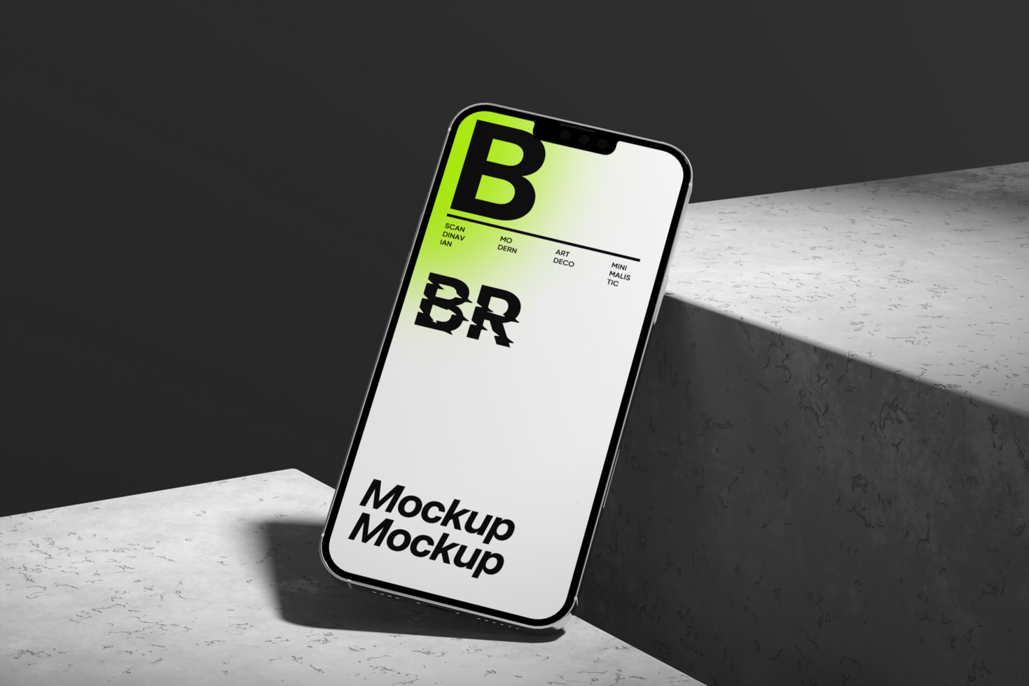 Phone mockup set on modern background and realistic scene psd
