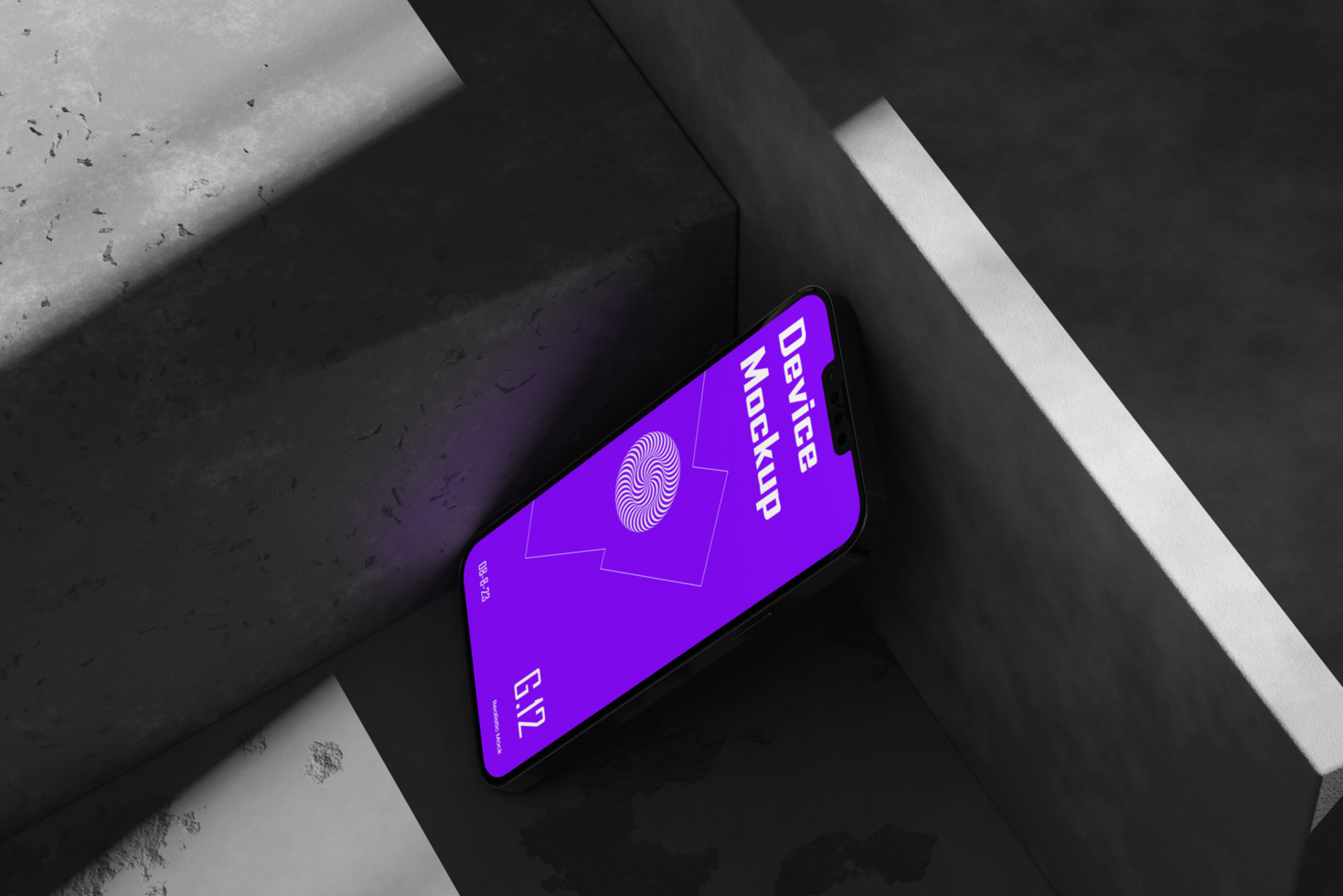 Mobile phone mockup with dark background and minimalist scene psd