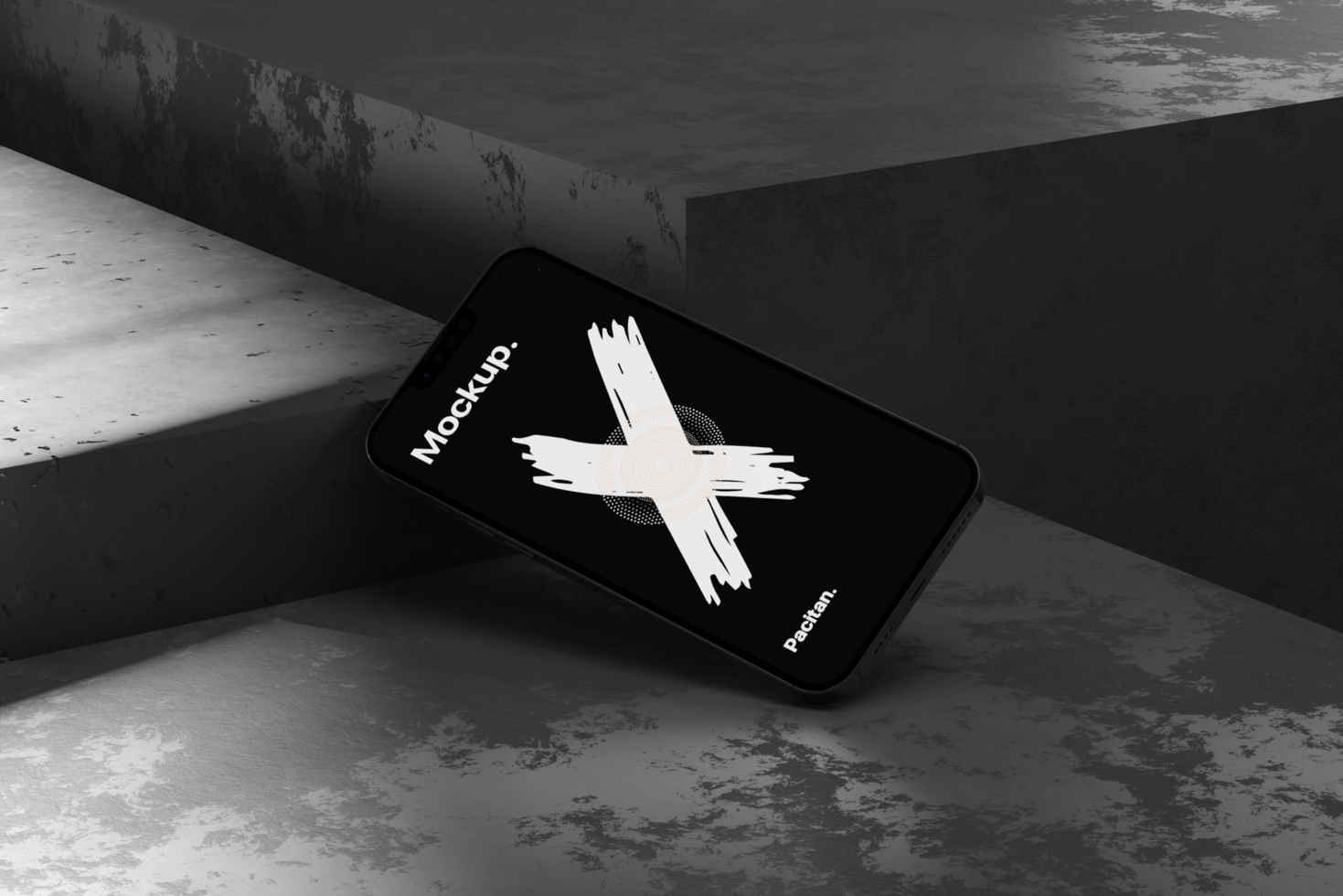 Mobile phone mockup with dark background and minimalist scene psd