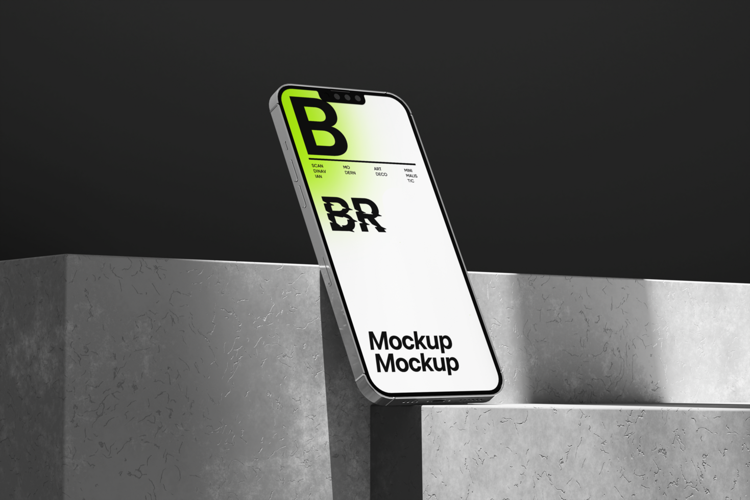 Phone mockup set on modern background and realistic scene psd