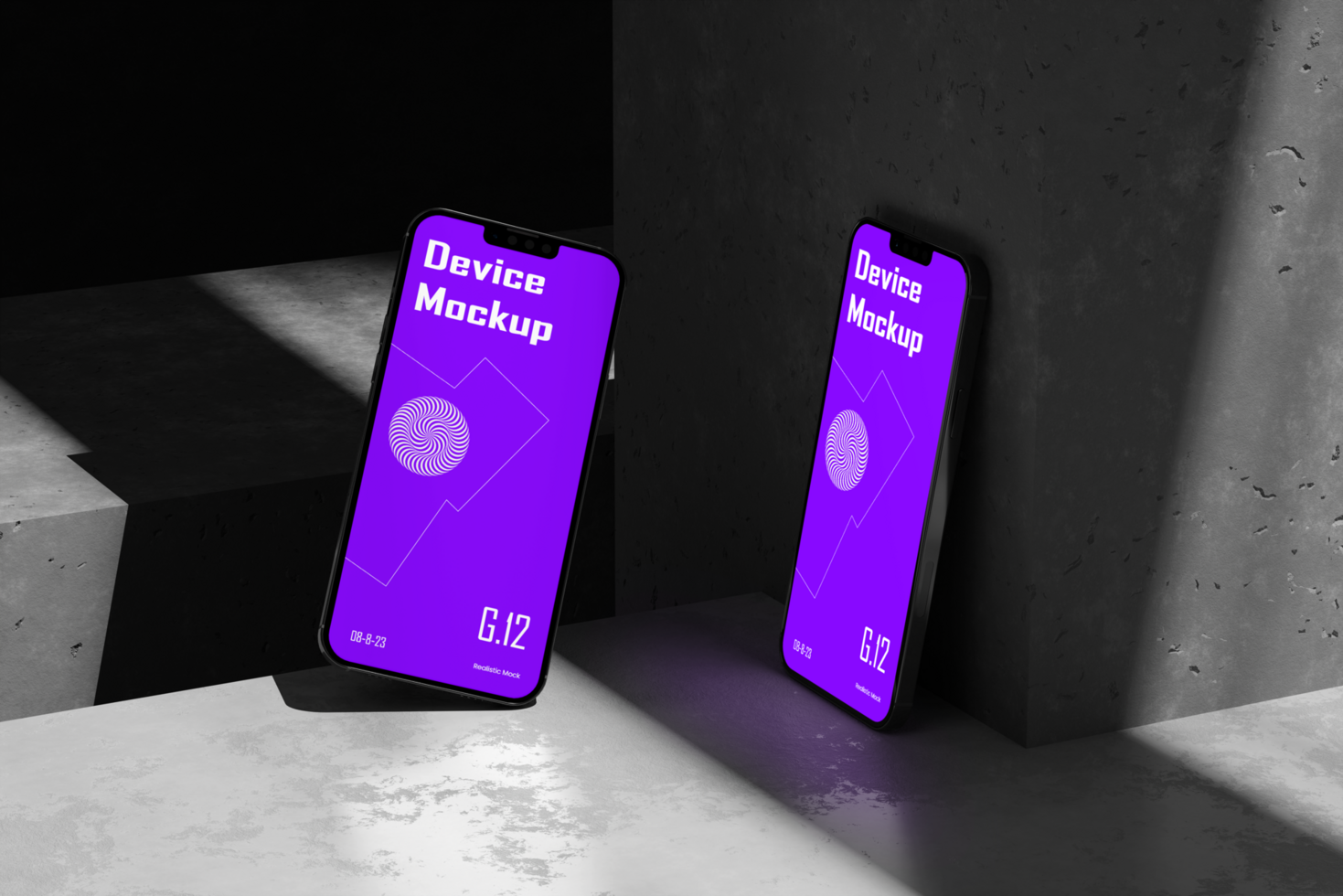 Mobile phone mockup with dark background and minimalist scene psd