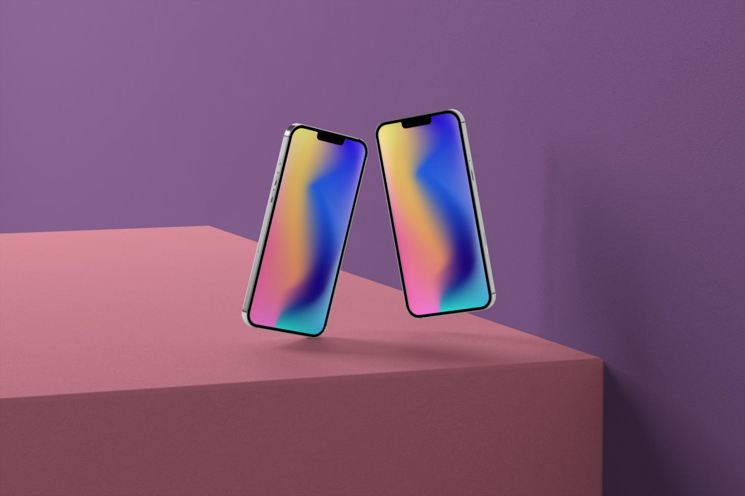 Smartphone mockup with realistic shadow and minimal background psd