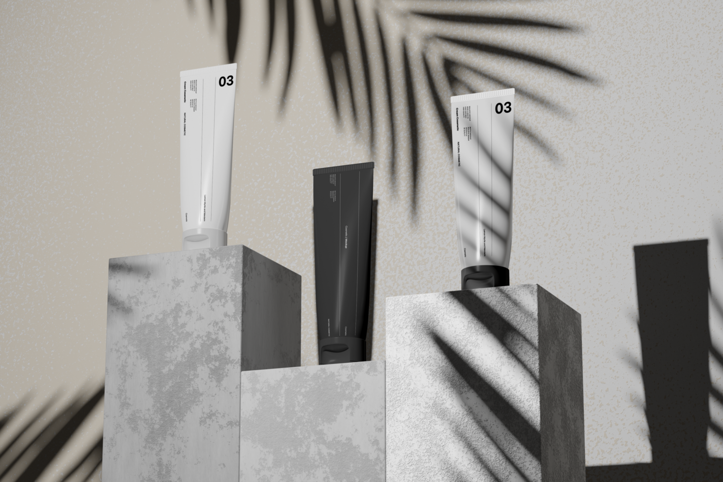 Tube mockup in podium and realistic shadow background psd