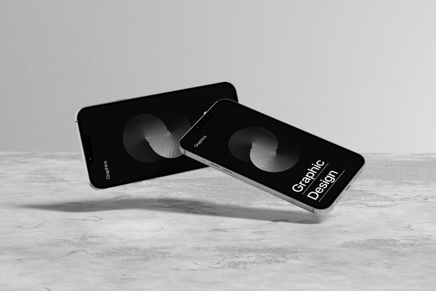 Phone mockup with wall background and realistic scene psd