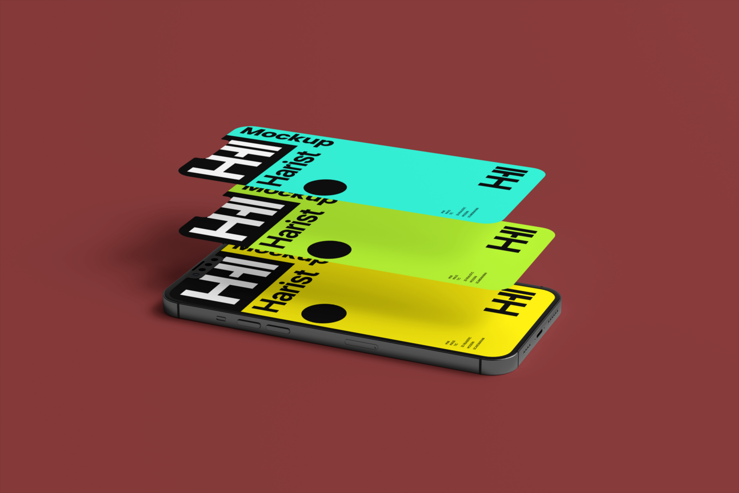 Smartphone mockup with layered screen and minimal background psd