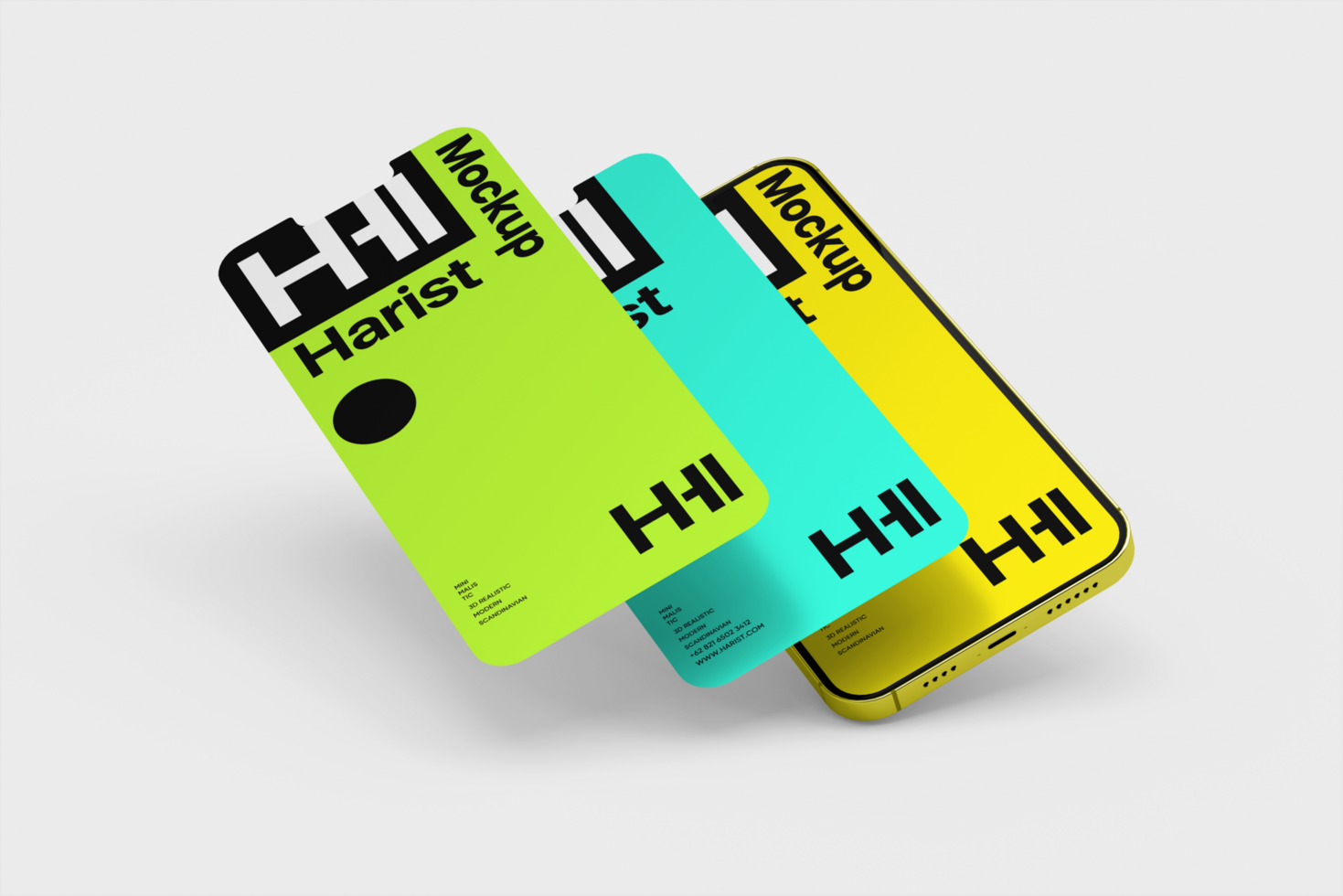 Smartphone mockup with layered screen and minimal background psd