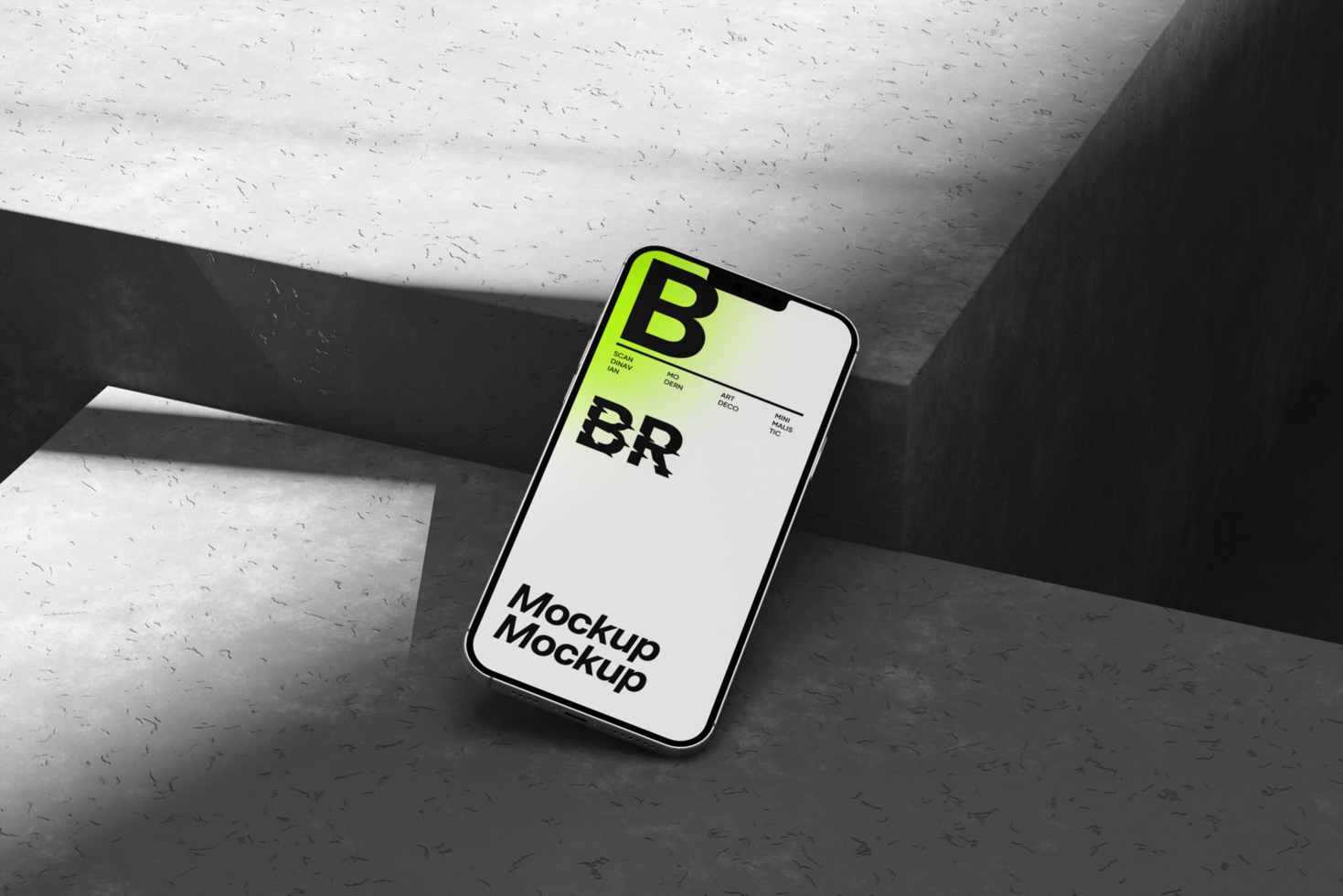 Phone mockup with realistic 3d scene on minimalist background psd