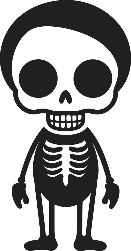 Smiling Skeletal Mascot Black Playful Bone Structure Full Body vector
