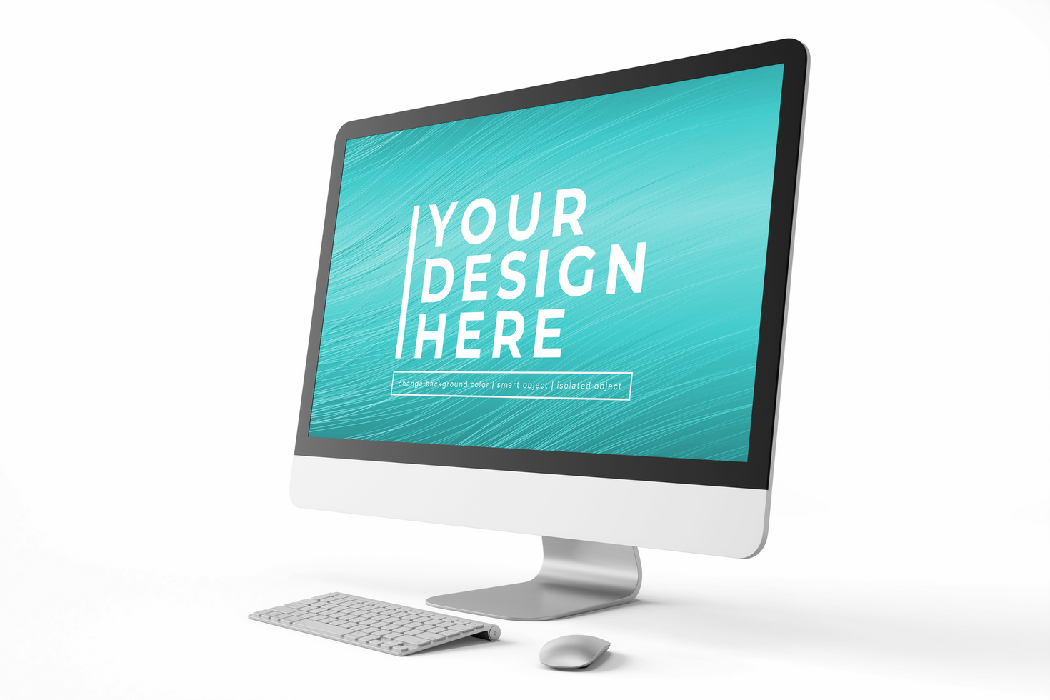 modern computer tech device with mouse and keyboard editable lcd monitor responsive screen display realistic mockup design template psd