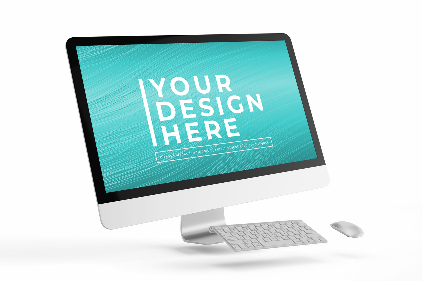 modern computer tech device with mouse and keyboard editable lcd monitor responsive screen display realistic mockup design template psd