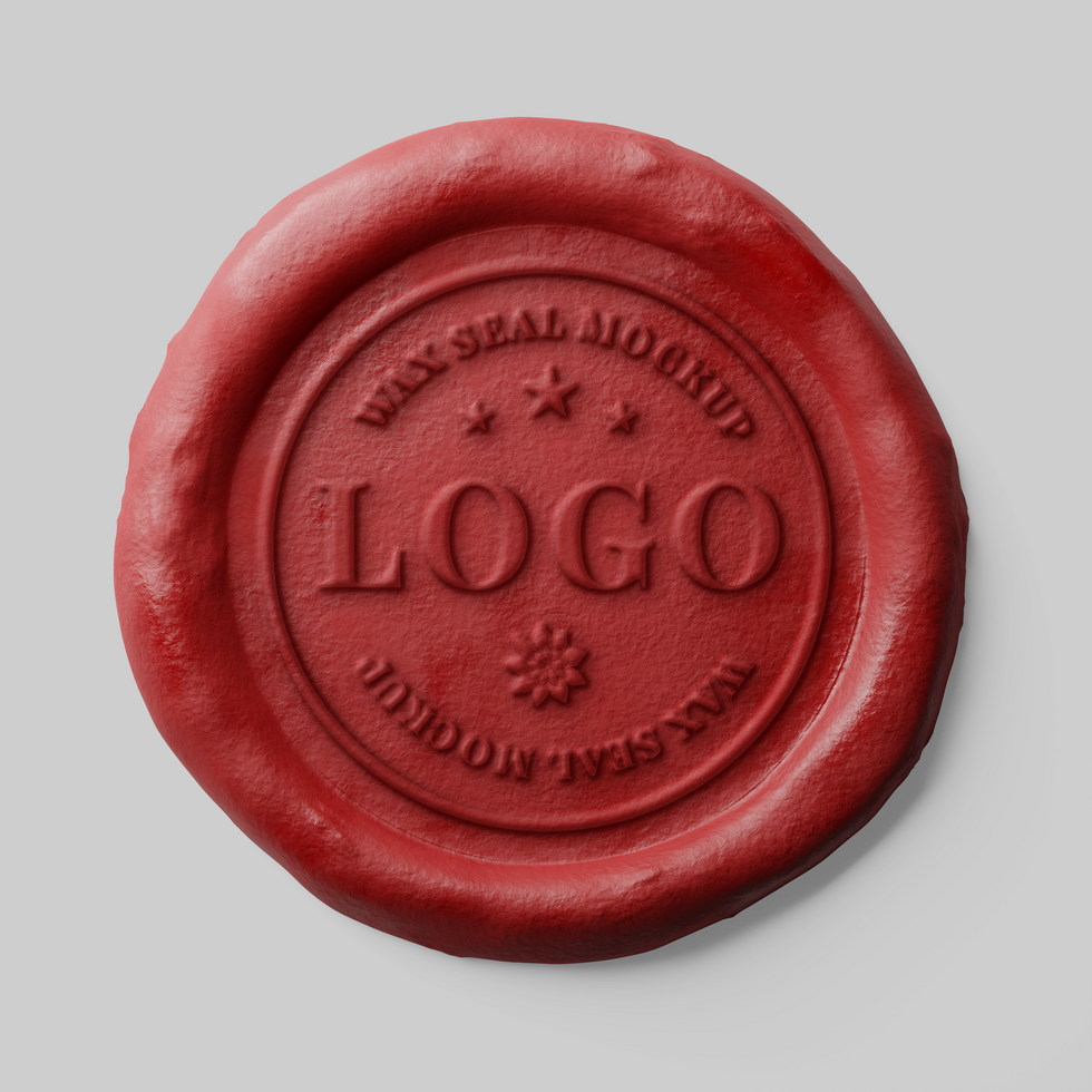 realistisch runden Kreis authentisch traditionell Mail Post- Briefumschlag dokumentieren Zertifikat rot Farbe Wachs Siegel Briefmarke Attrappe, Lehrmodell, Simulation Design Vorlage psd