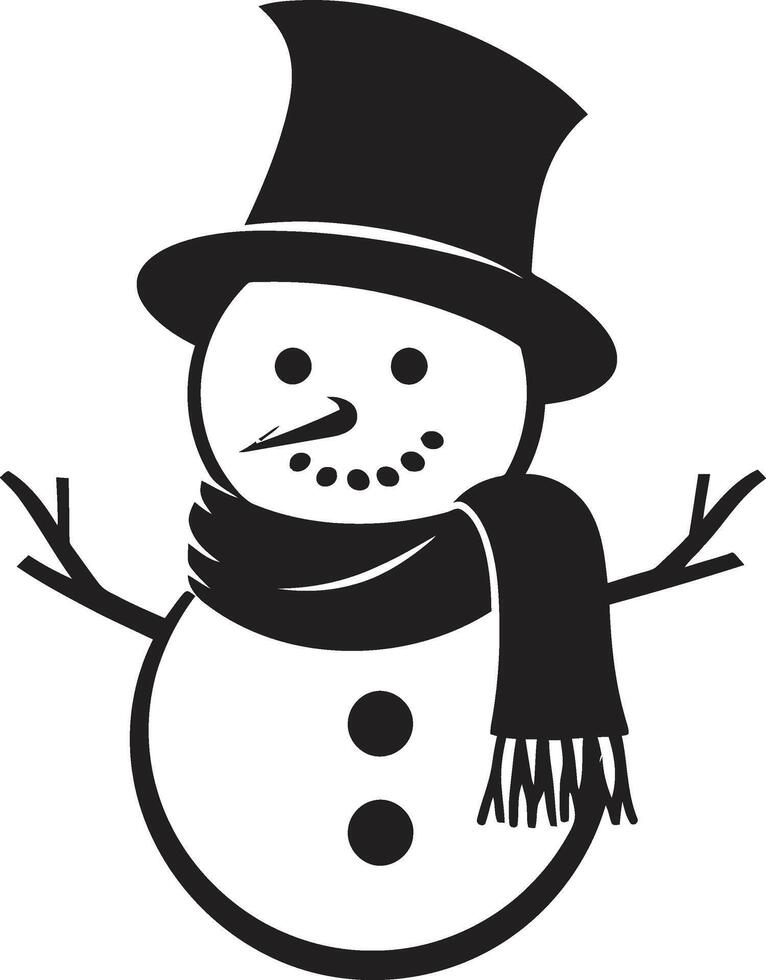 Cheerful Snowman Delight Cute Snowy Frosty Flakes Black vector