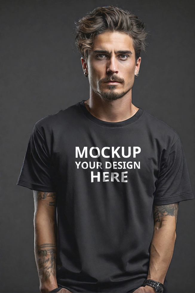 Black T-shirt mockup psd