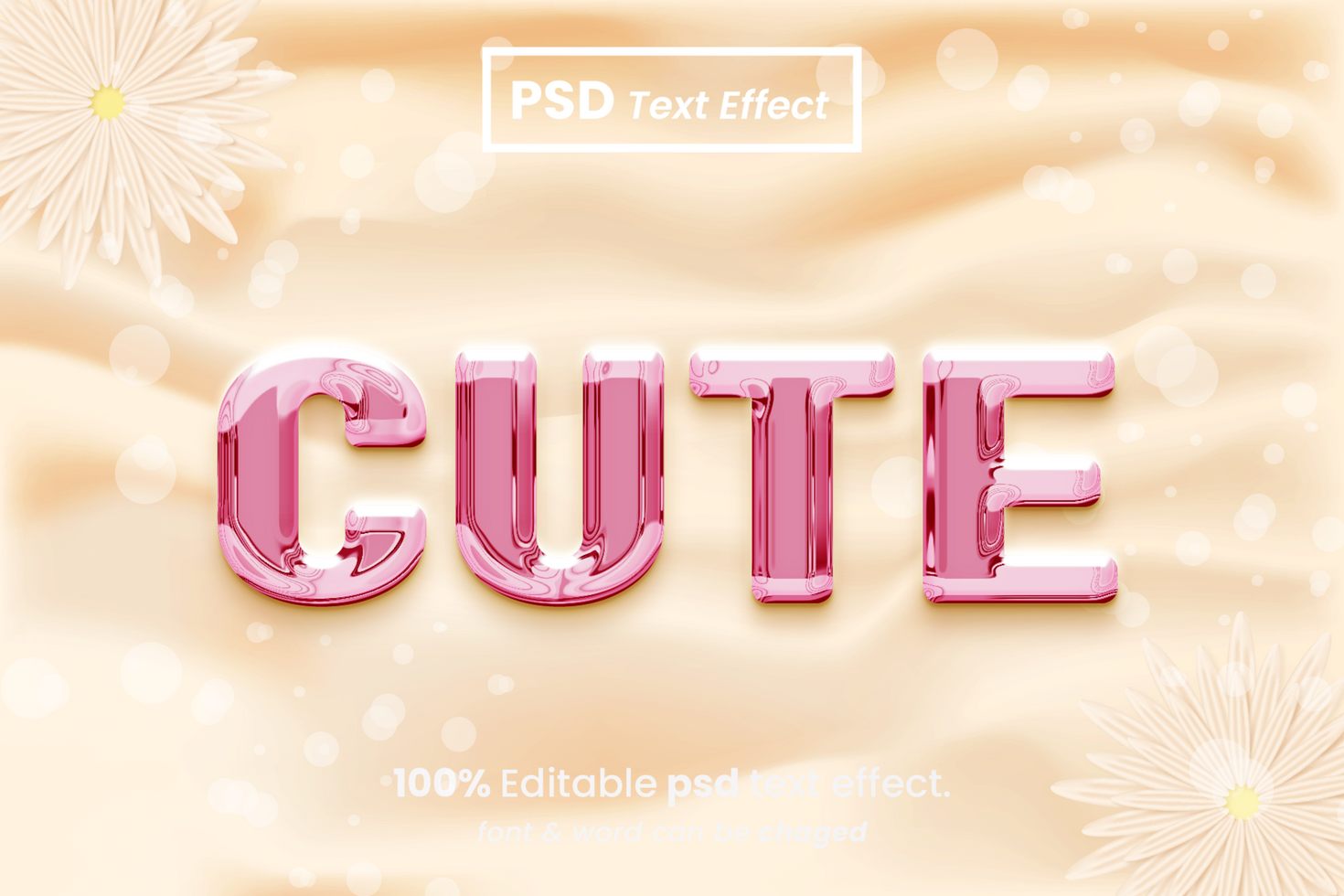 Cute 3D Editable Text Effect psd
