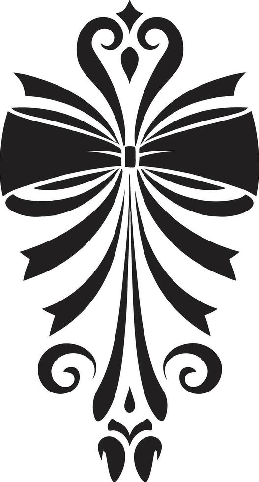 Artistic Ribbon Flourish Black Emblem Ribbon Timeless Ribbon Charm Element vector