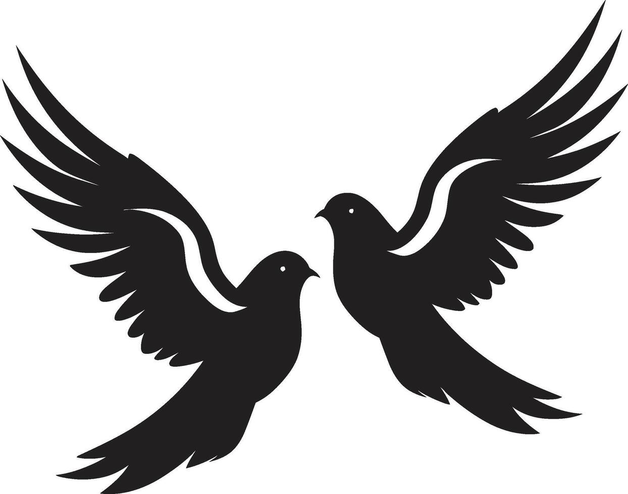 Peaceful Partners Dove Pair Emblem Eternal Unity of a Dove Pair vector