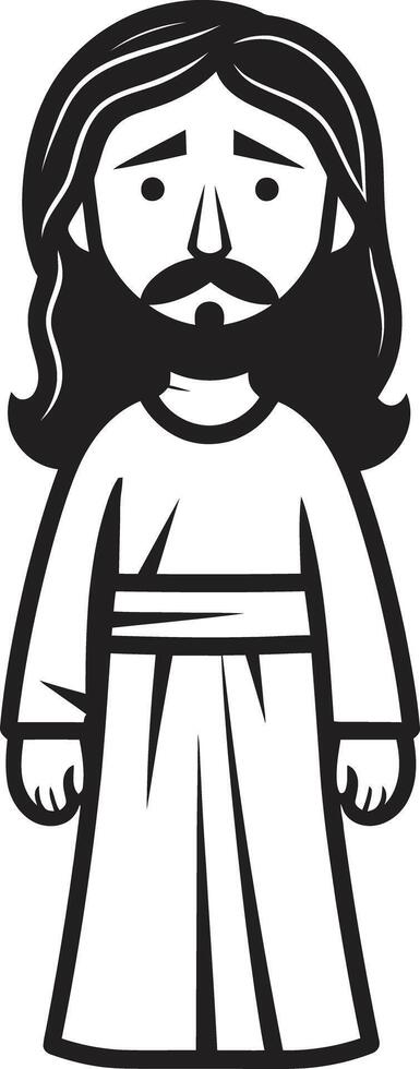 Heavenly Joy Cute Jesus Saviors Smile Cartoon Black vector