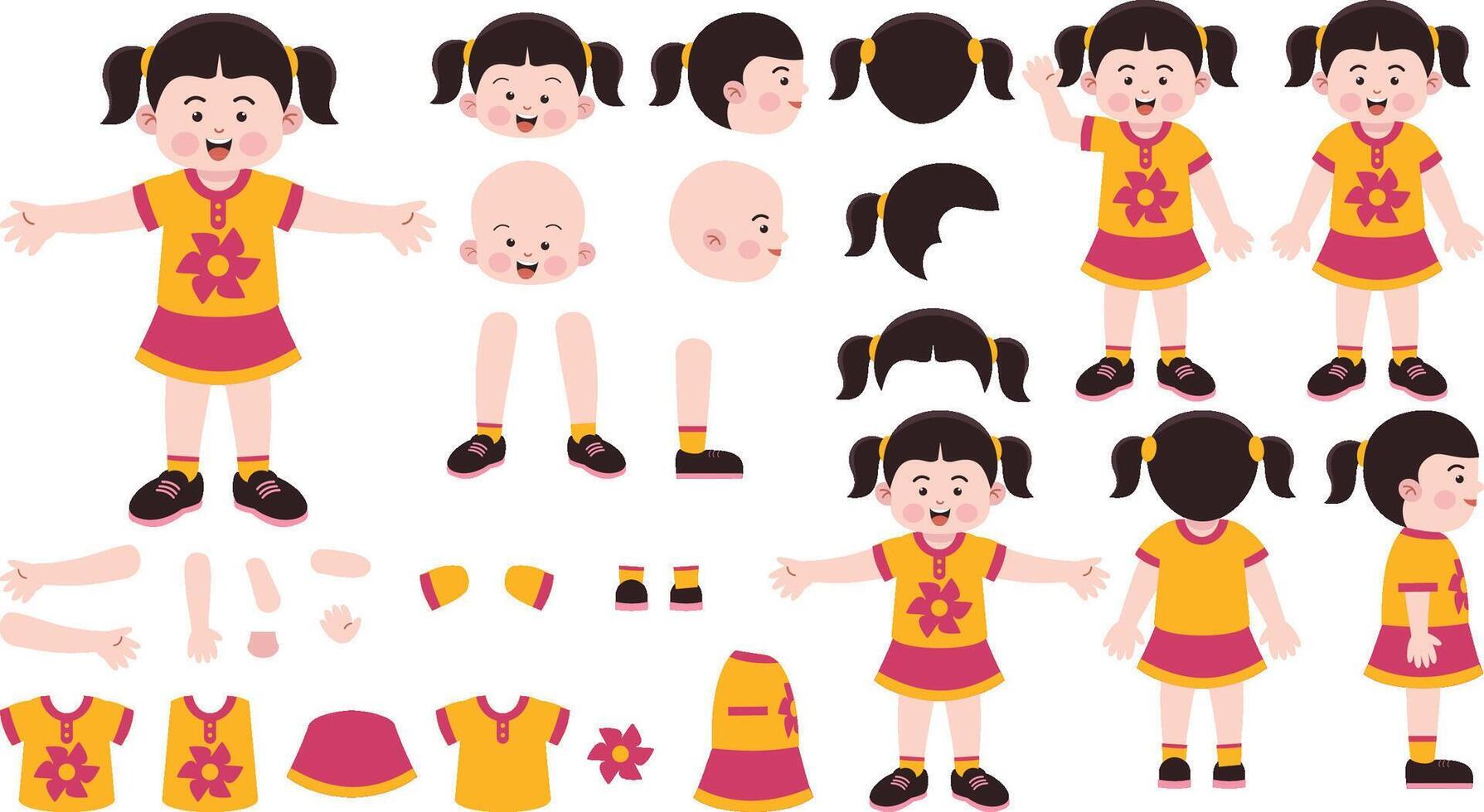 Little Girl Character Constructor vector