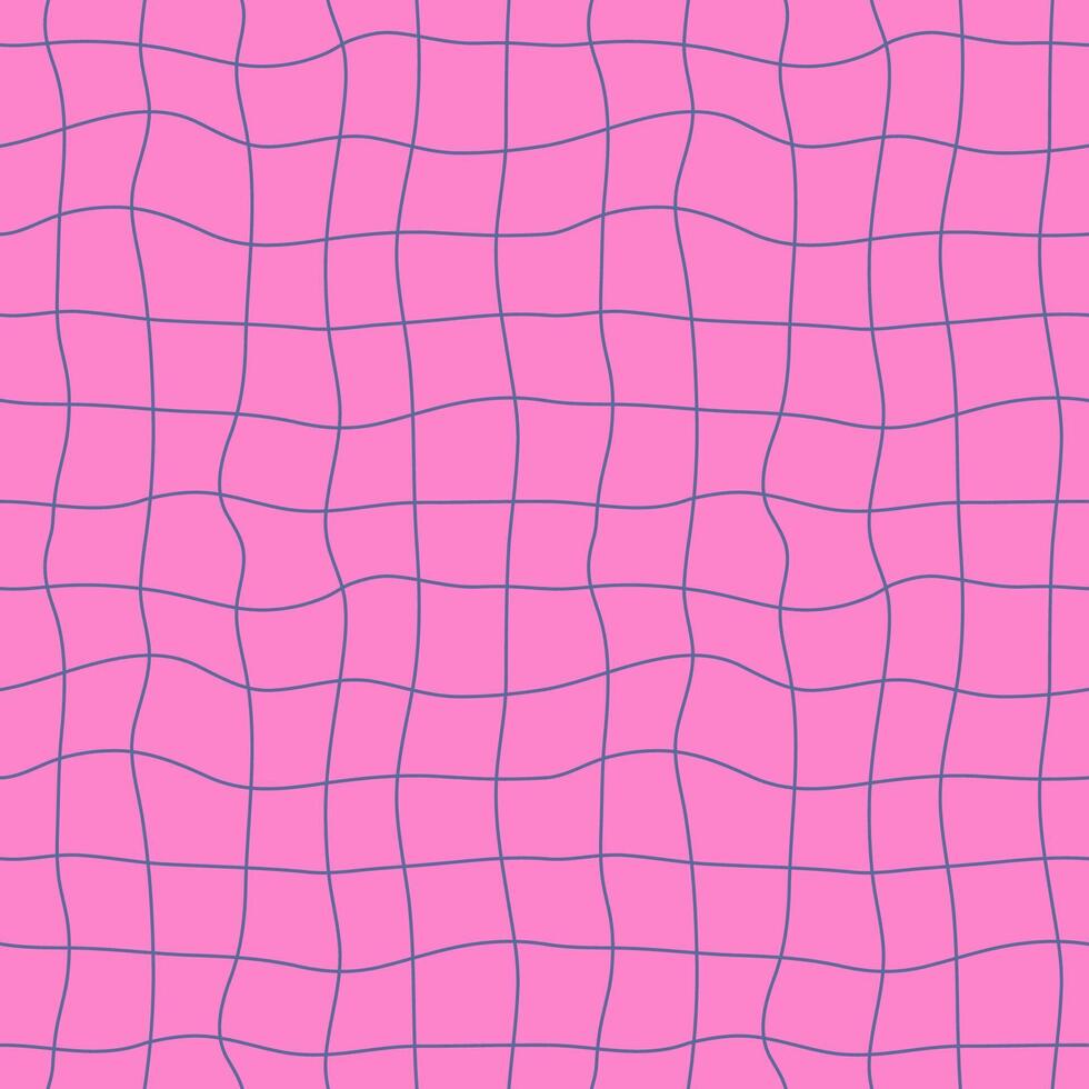 Y2K seamless pattern. Distorted grid retro background. Hand drawn illustration for paper, textile, wallpaper. vector