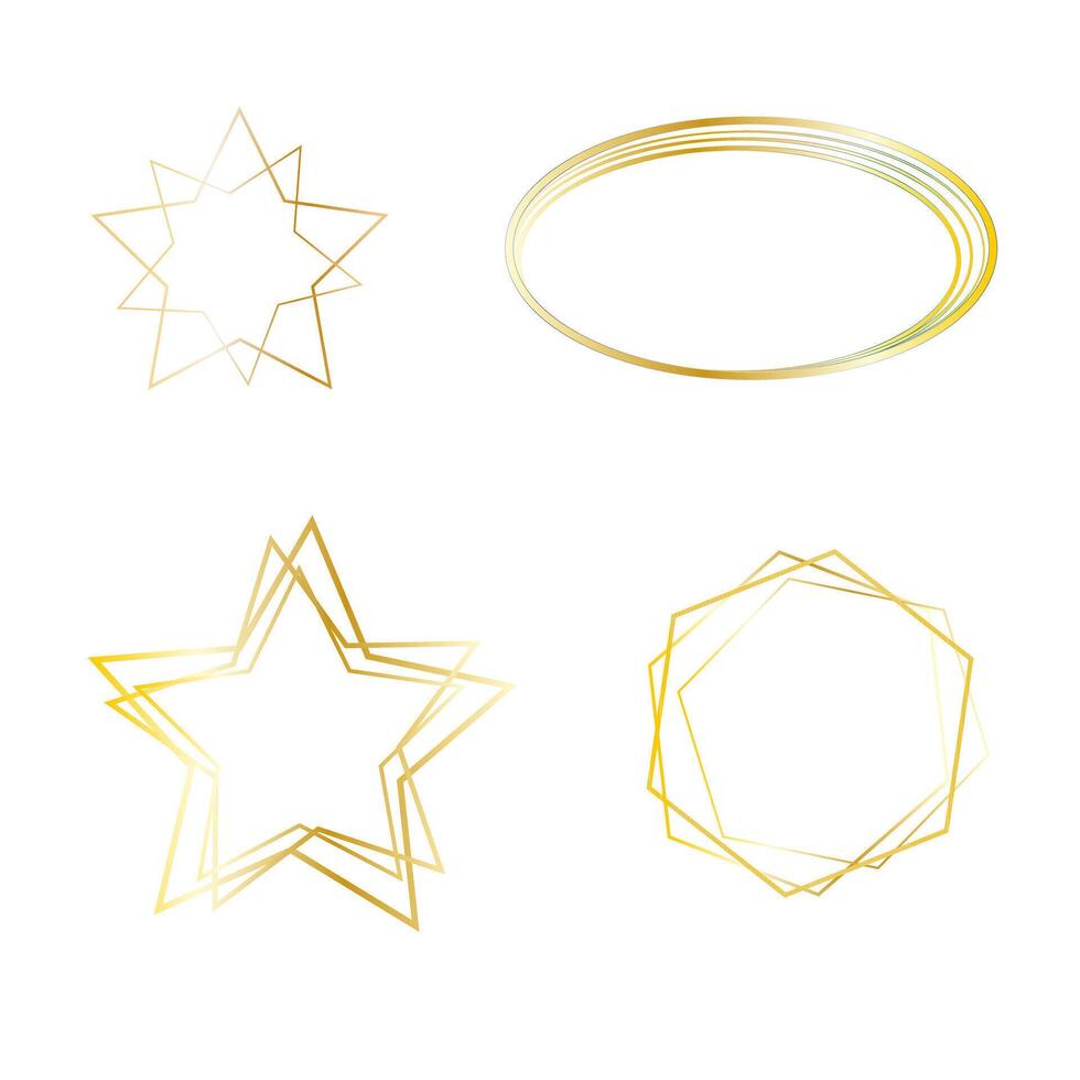 Golden frames luxury collection with layers icon set vector