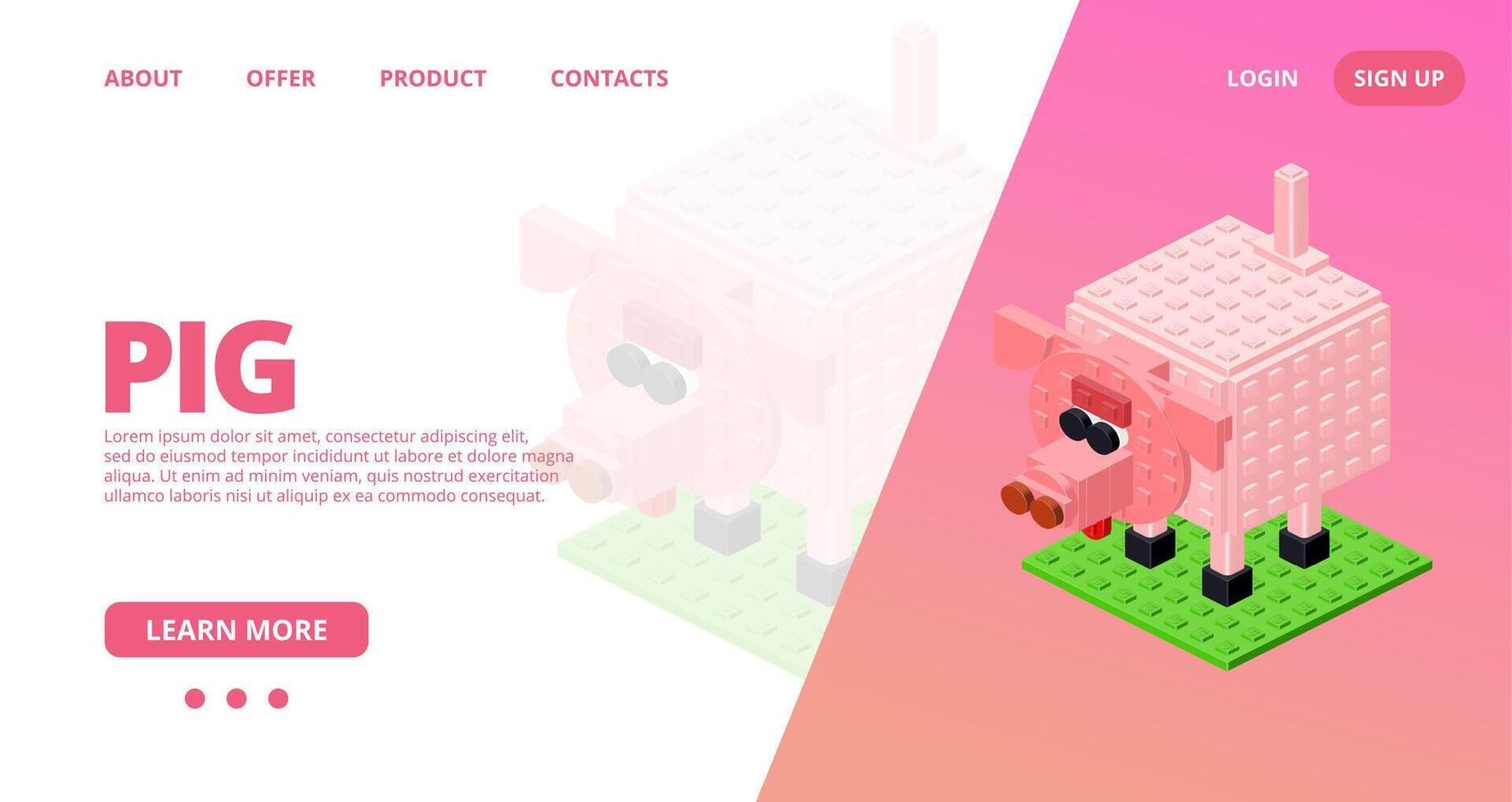 Web template with a pig. vector