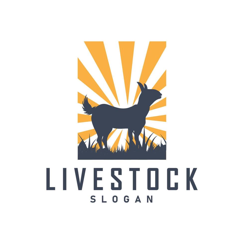 Goat logo design goat farm illustration cattle livestock silhouette retro rustic vector