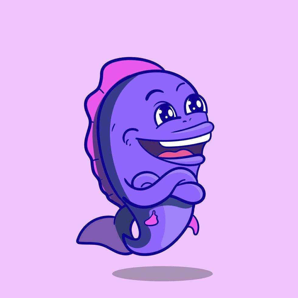 Chef fish mascot cartoon can be used as mascot or part of logo. Sea food logo design. vector