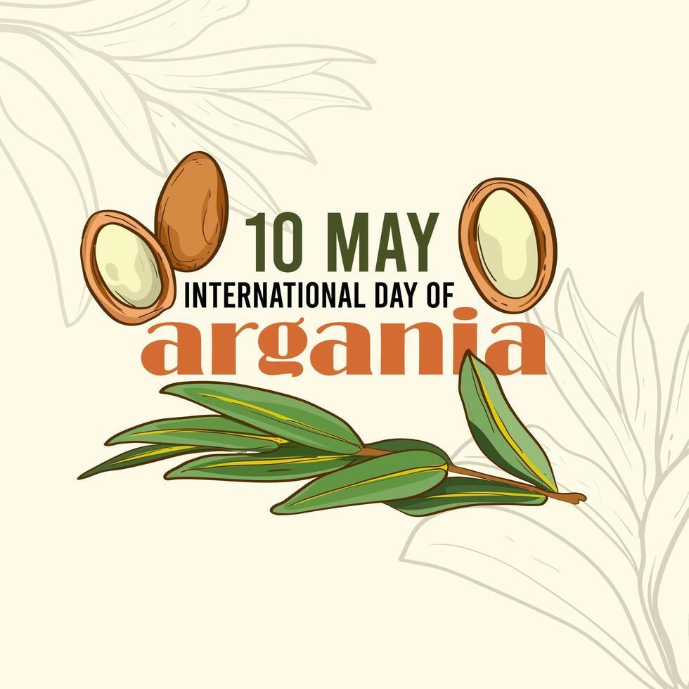 International day of argania celebration design with the argan oil. May 10th International Argania day celebration cover banner Argan trees in Morocco. vector