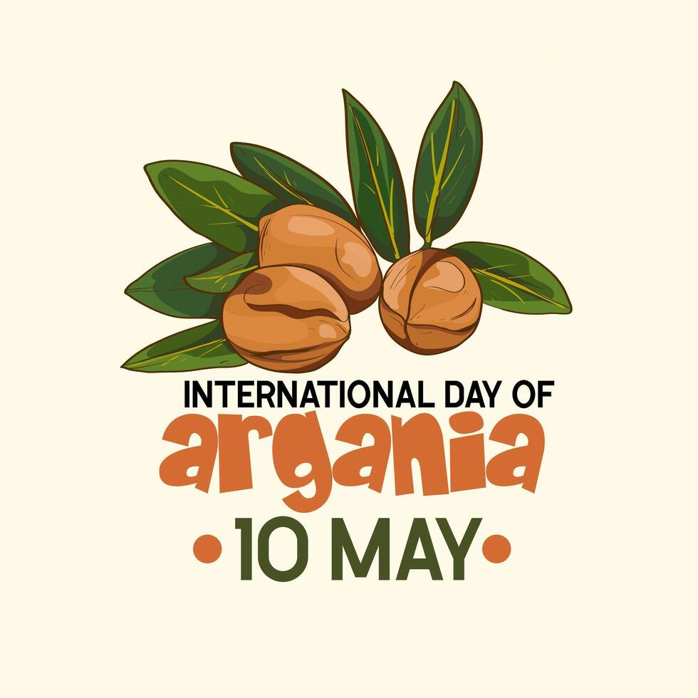 International day of argania celebration design with the argan oil. May 10th International Argania day celebration cover banner Argan trees in Morocco. vector