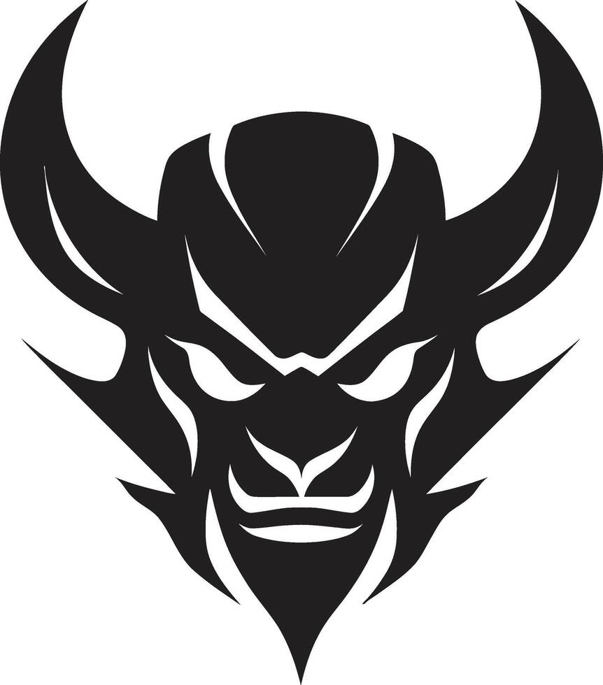 Contemporary Oni Symbol Sleek Art for a Bold Brand Identity Eerie Oni Silhouette Chic Black Emblem with Japanese Flair vector