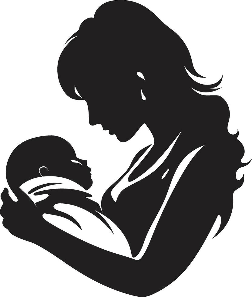 nutriendo gracia emblemático de madre participación niño sentido conexión madre y bebé vector