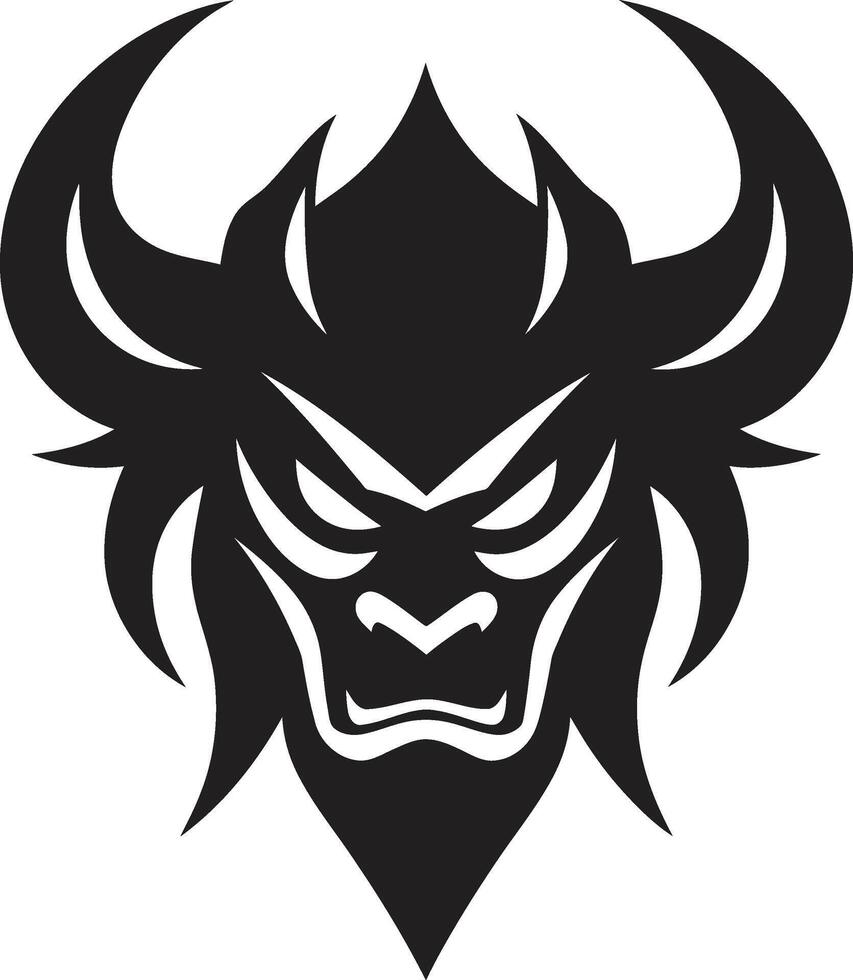 Noir Oni Graphic Intricate Art with a Mysterious Touch Sleek Oni Emblem Dark for a Captivating Brand vector