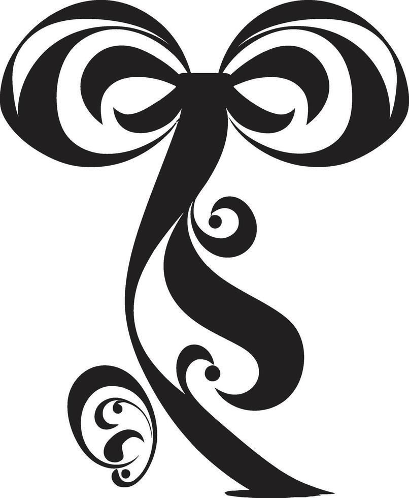 Ornate Ribbon Delight Decorative Black Exquisite Ribbon Whirls Black Emblem vector