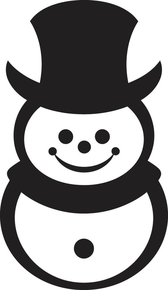 Charming Snowman Joy Cute Adorable Snowy Embrace Black vector