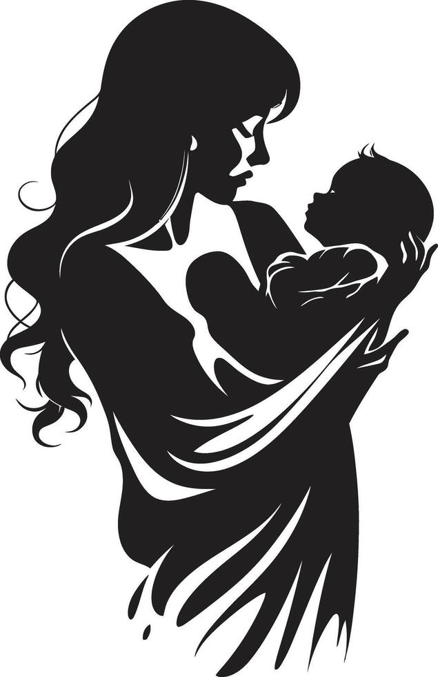 serenidad de maternidad con madre y niño infinito amor lazo de madre participación bebé vector