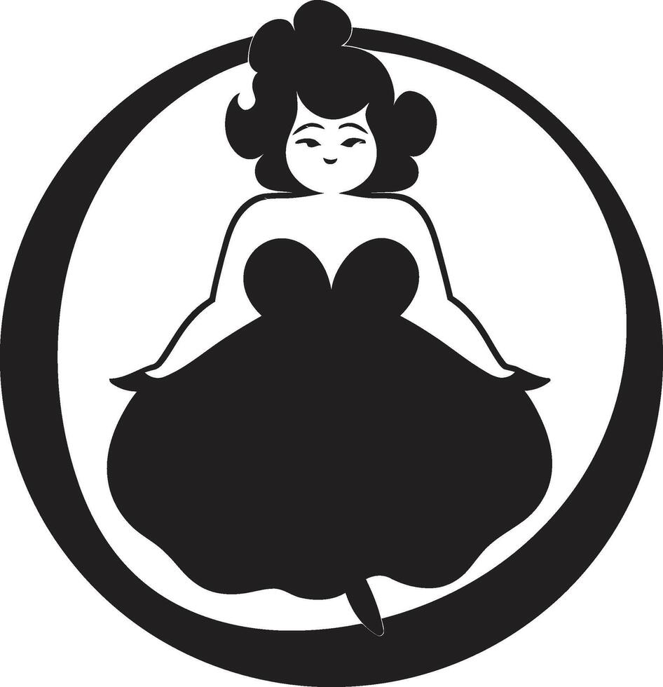 ResilientFormGraffix Dynamic Woman Empowerment Icon RadiantSelfAura Elegant Body Positivity Emblem vector