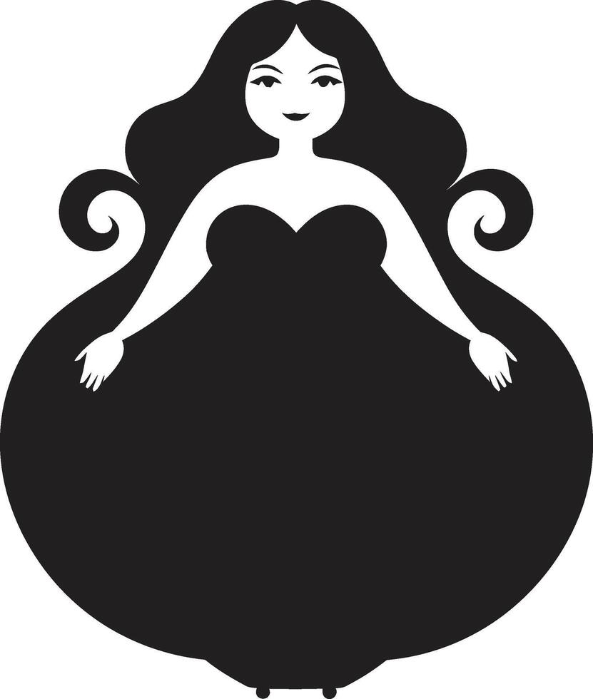 CurvesRise Sleek Woman Empowerment Emblem ResilientFormGraffix Dynamic Body Positivity Icon vector