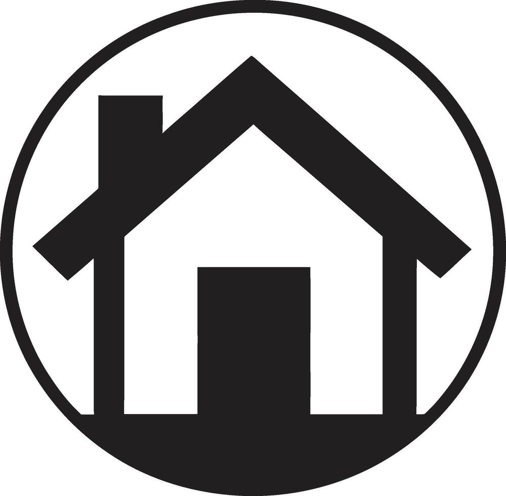 Bungalow Blueprint Modern House Icon Design Contemporary Living Symbol Logo Emblem vector