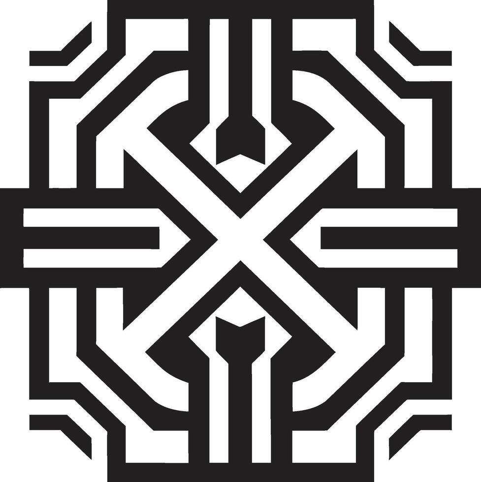 Deco Angular Harmony Geometric Logo Emblem Art Deco Geometry in Motion Logo Icon vector