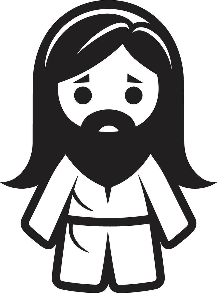 Messiahs Embrace Cute Jesus in Black Saviors Blessing Cartoon Jesus vector