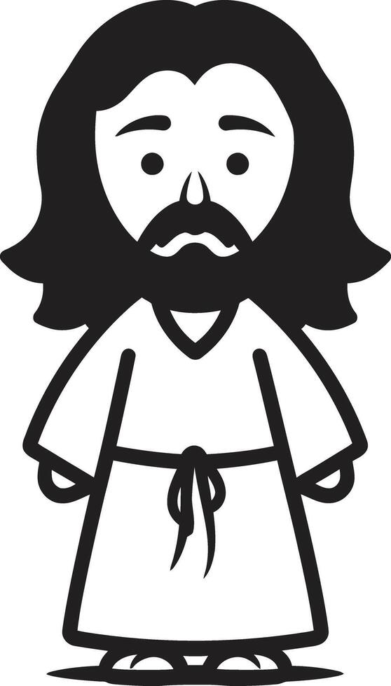 Merciful Guardian Black Jesus Blessed Compassion Cute Jesus Black vector